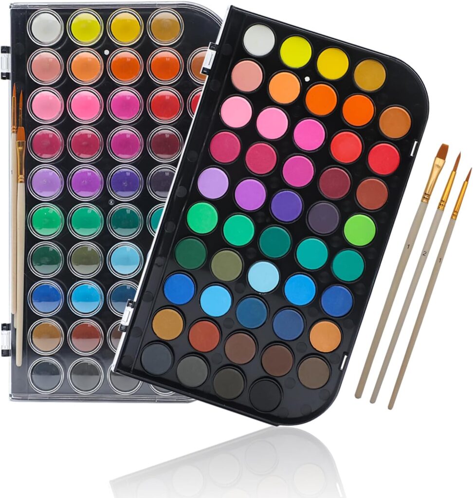 Artecho Acuarelas 48 Colors, Incluye 3 pinceles y 1 paleta de colores