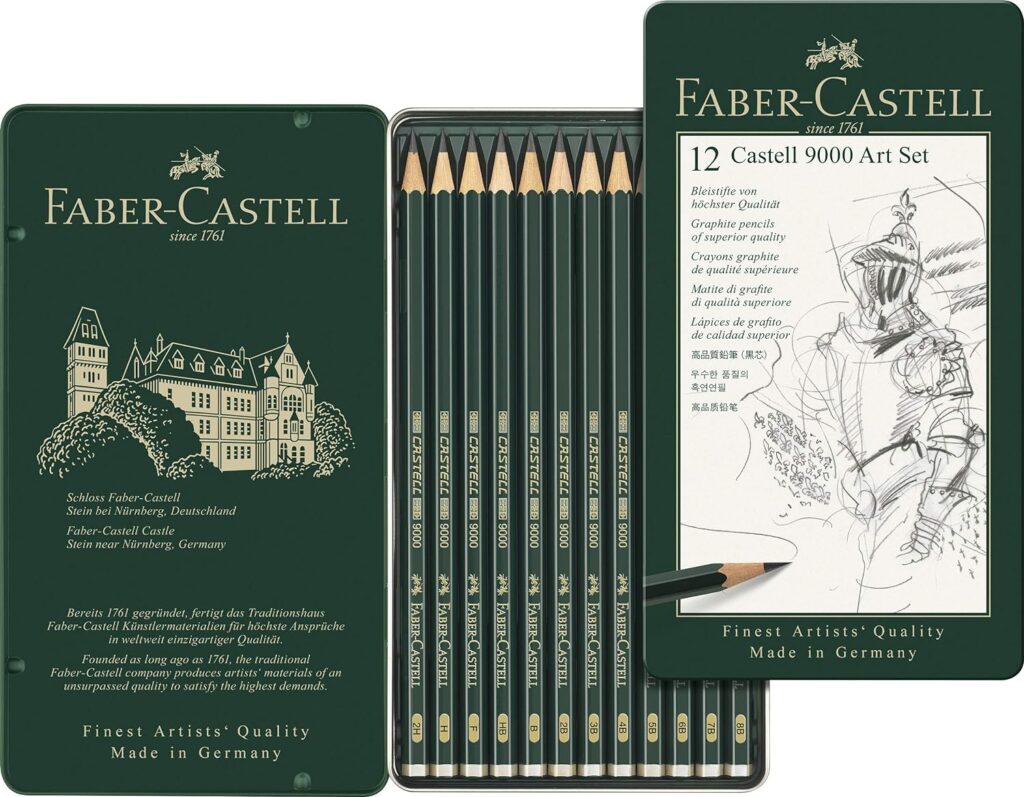 Faber-Castell 119065 - Set de 12 lápices Castell 9000 para dibujo artístico. Diferentes grados de dureza